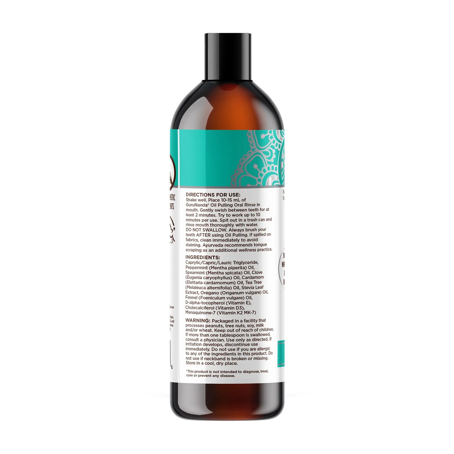Revitalize Your Smile with Gurunanda Cocomint Pulling Oil - Infused with 7 Essential Oils & Vitamins for Ultimate Gum Health - 8 Oz