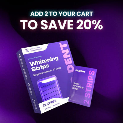 Experience a Brighter Smile with DR.DENT Purple Teeth Whitening Strips - 7 or 21 Sessions of Safe, Enamel-Friendly Whitening for Sensitive Teeth