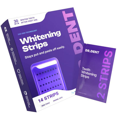 Experience a Brighter Smile with DR.DENT Purple Teeth Whitening Strips - 7 or 21 Sessions of Safe, Enamel-Friendly Whitening for Sensitive Teeth