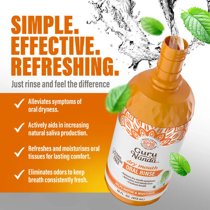 Revitalize Your Smile with GuruNanda Dry Mouth Oral Rinse - Alcohol & Fluoride-Free Mint Mouthwash - 16 Oz