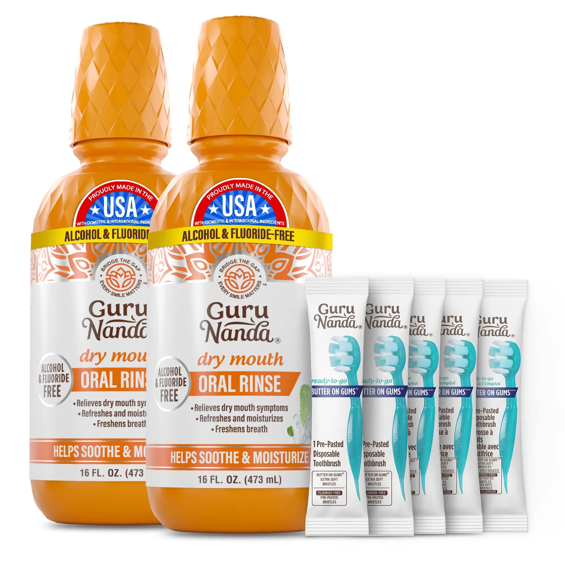 Revitalize Your Smile with GuruNanda Dry Mouth Oral Rinse - Alcohol & Fluoride-Free Mint Mouthwash - 16 Oz