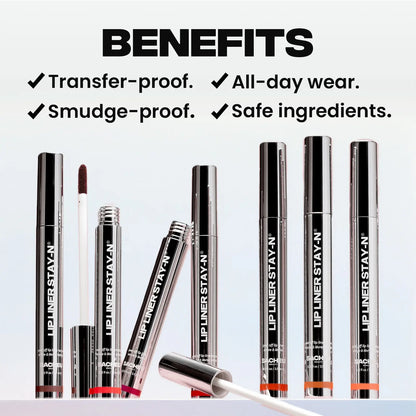 LIP LINER STAY-N - Peel-Off Lip Liner Stain with Hyaluronic Acid & Vitamin E for All-Day Wear - 0.12 Fl Oz / 3.5 Ml
