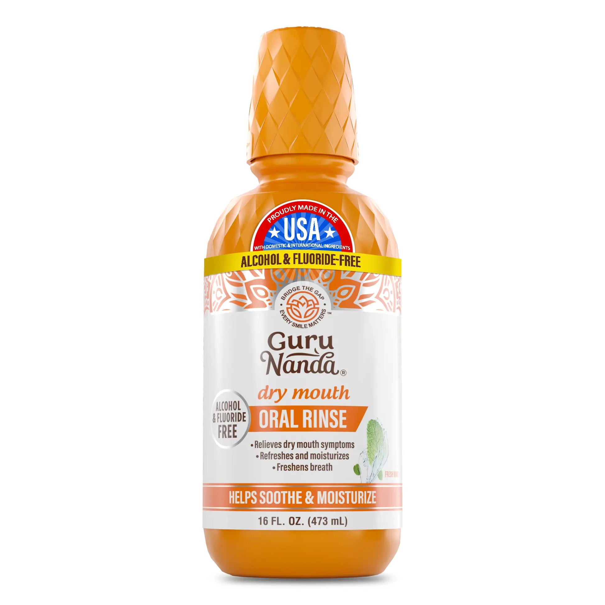 Revitalize Your Smile with GuruNanda Dry Mouth Oral Rinse - Alcohol & Fluoride-Free Mint Mouthwash - 16 Oz