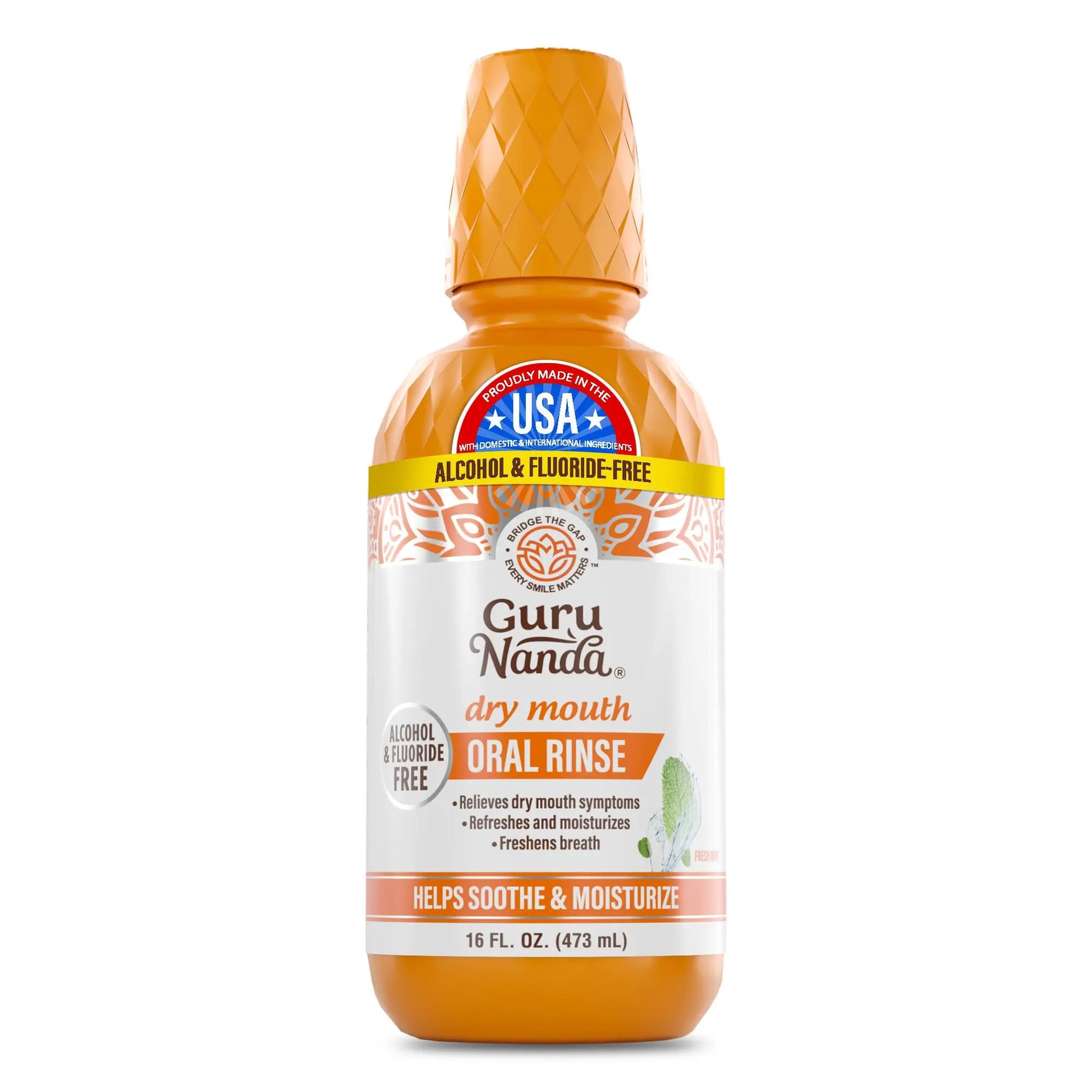 Revitalize Your Smile with GuruNanda Dry Mouth Oral Rinse - Alcohol & Fluoride-Free Mint Mouthwash - 16 Oz