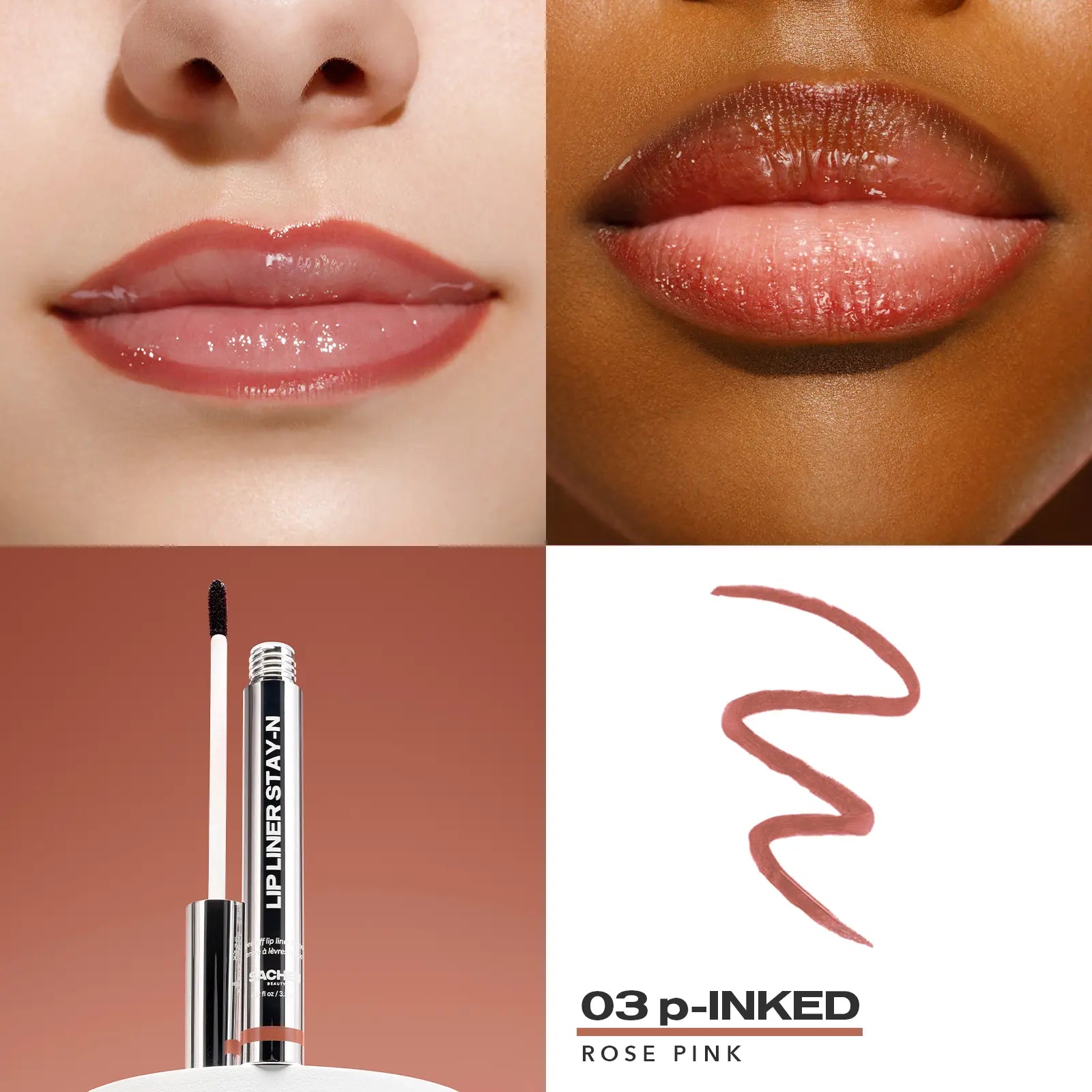 LIP LINER STAY-N - Peel-Off Lip Liner Stain with Hyaluronic Acid & Vitamin E for All-Day Wear - 0.12 Fl Oz / 3.5 Ml