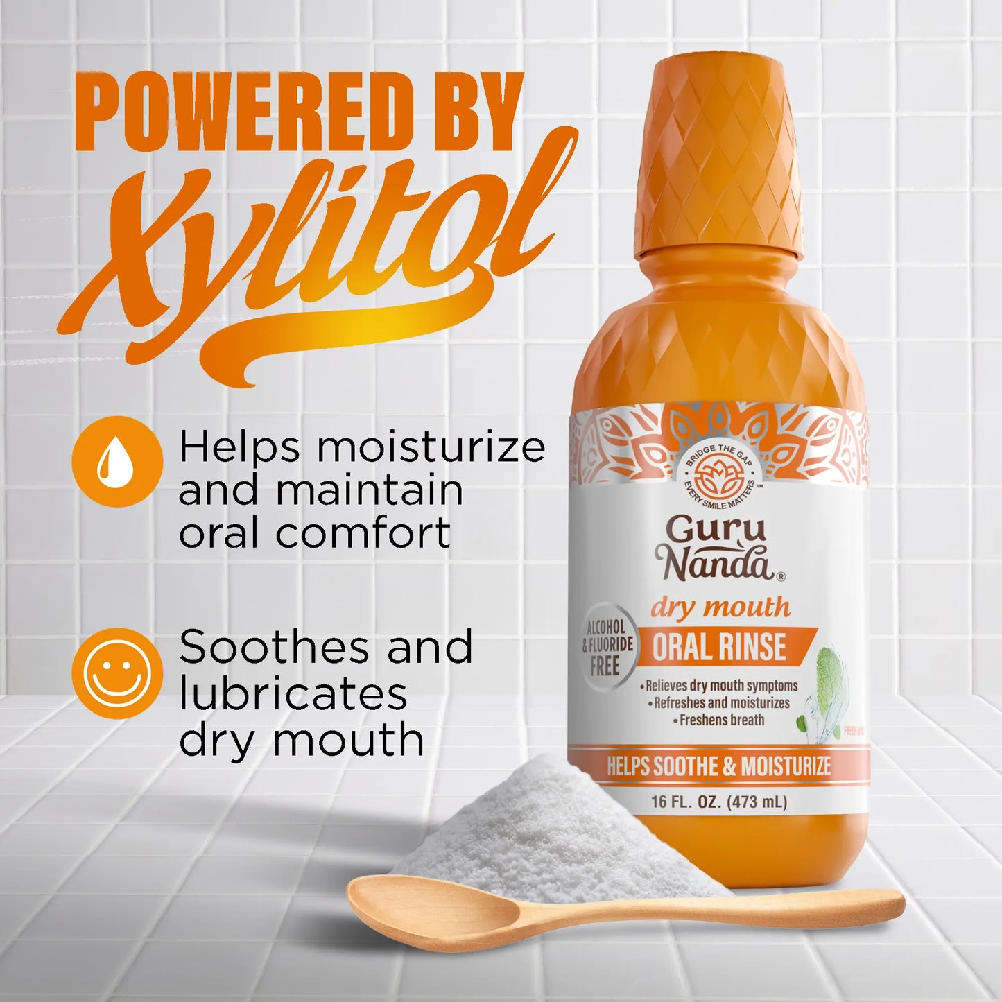 Revitalize Your Smile with GuruNanda Dry Mouth Oral Rinse - Alcohol & Fluoride-Free Mint Mouthwash - 16 Oz