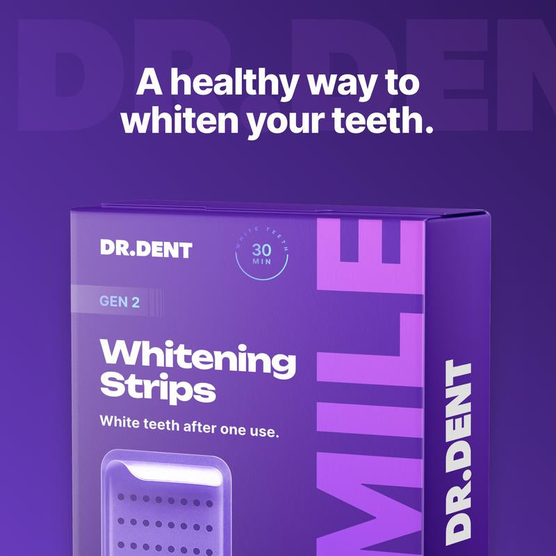 Experience a Brighter Smile with DR.DENT Purple Teeth Whitening Strips - 7 or 21 Sessions of Safe, Enamel-Friendly Whitening for Sensitive Teeth