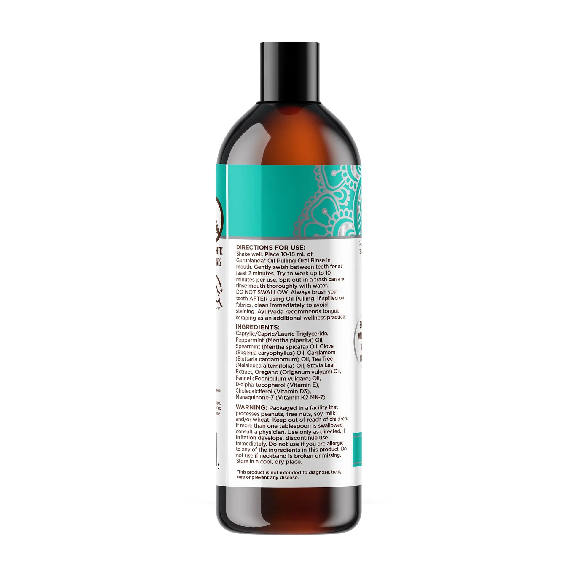 Revitalize Your Smile with Gurunanda Cocomint Pulling Oil - Infused with 7 Essential Oils & Vitamins for Ultimate Gum Health - 8 Oz