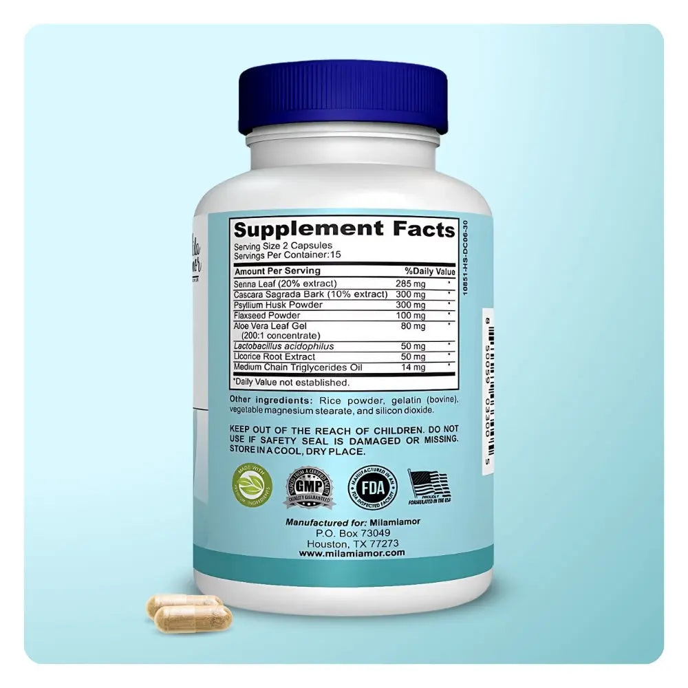 Revitalize Your Digestive Health with Our 15 Day Cleanse - Natural Gut and Colon Support with Senna, Cascara Sagrada & Psyllium Husk | Caffeine Free | Non-GMO | 30 Easy-to-Swallow Capsules