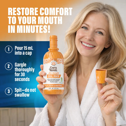 Revitalize Your Smile with GuruNanda Dry Mouth Oral Rinse - Alcohol & Fluoride-Free Mint Mouthwash - 16 Oz