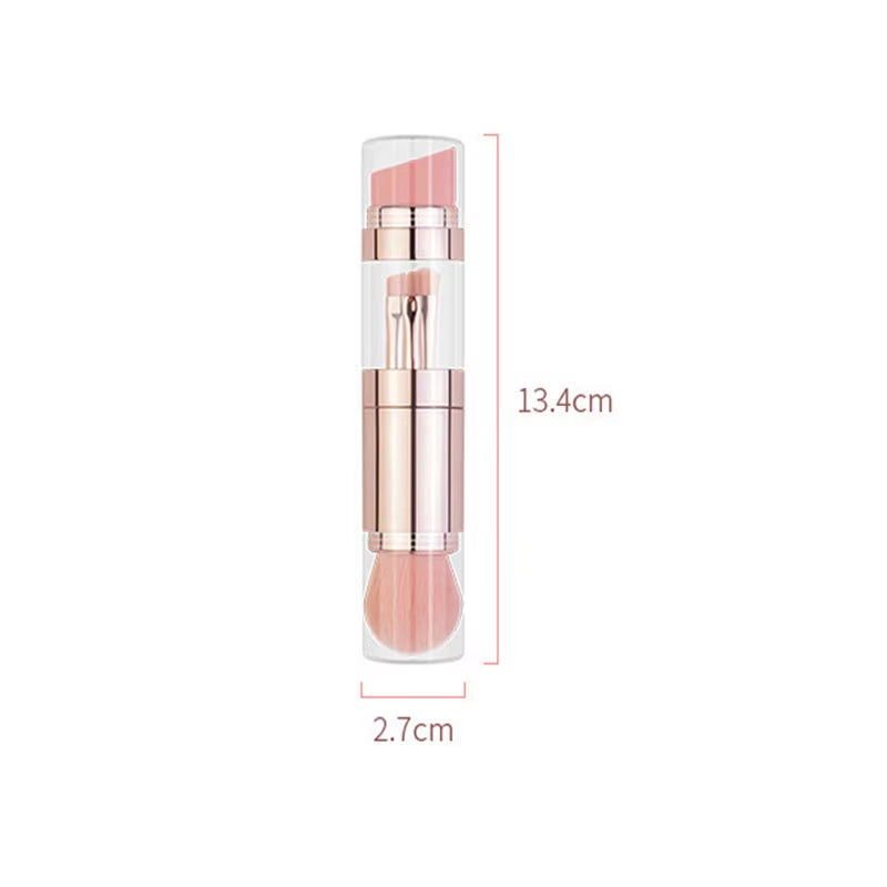 Transform Your Makeup Routine with the 5 in 1 Portable Retractable Makeup Brush Set - Perfect for Flawless Foundation, Eyebrows, Lips, Eyeshadow, and Loose Powder!